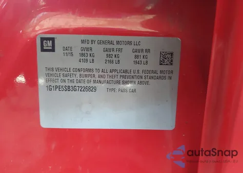 2016 Chevrolet Cruze Limited 1Lt Auto from USA, damaged, VIN 1G1PE5SB3G7226829